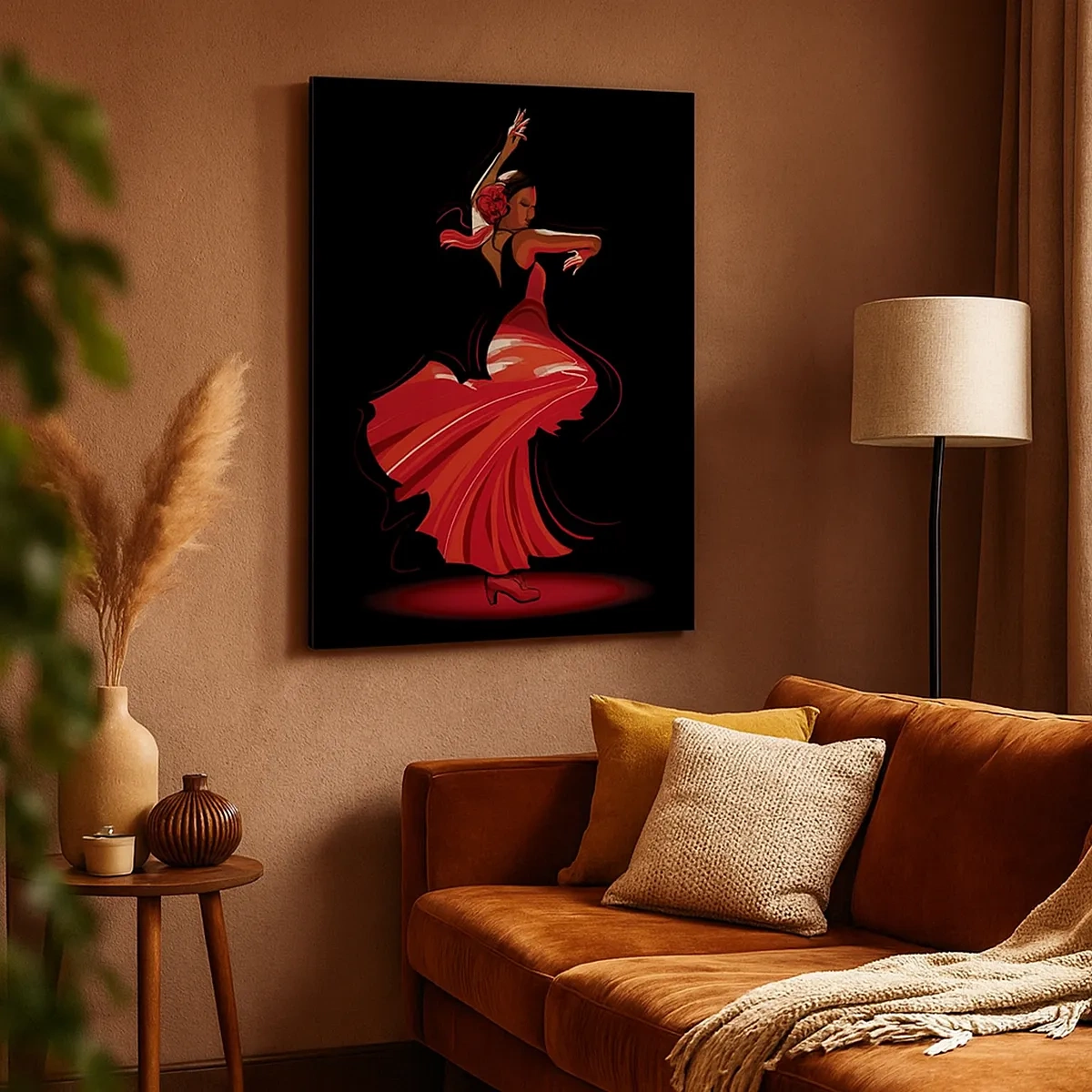 Canvastavla - Bild på duk - Flamencos brinnande anda - 50x70 cm