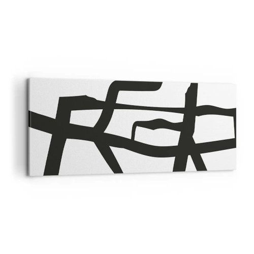 Canvastavla - Bild på duk - Svartvit konstruktion - 100x40 cm