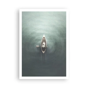 Affisch - Över en månbelyst sjö - 70x100 cm