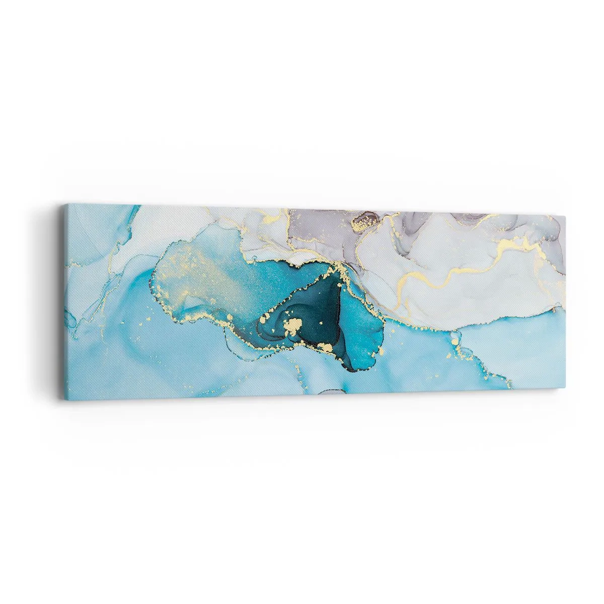 Canvastavla - Bild på duk - Studie över mötet mellan grå och turkos - 90x30 cm