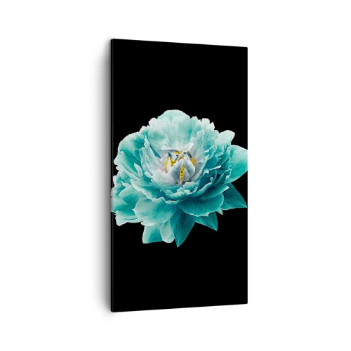 Canvastavla - Bild på duk - Blå och gyllene kronblad - 45x80 cm