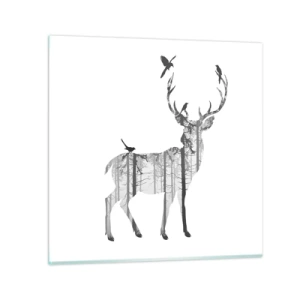 Glastavla - Bild på glas - Skogens goda ande - 30x30 cm