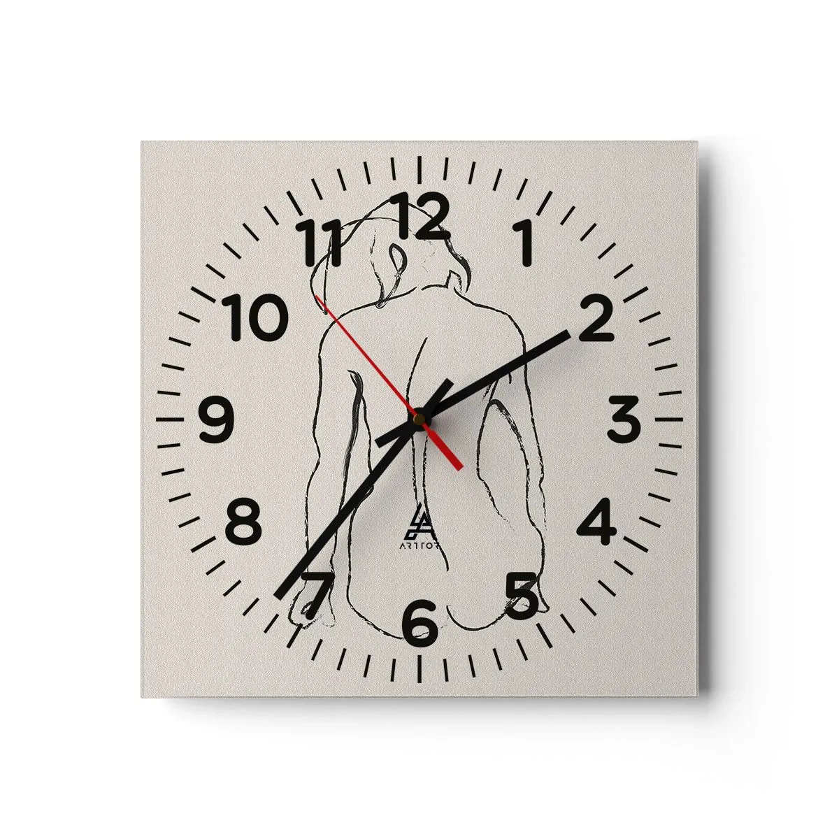 Väggklocka - Klocka på glas - Naken flicka - 30x30 cm