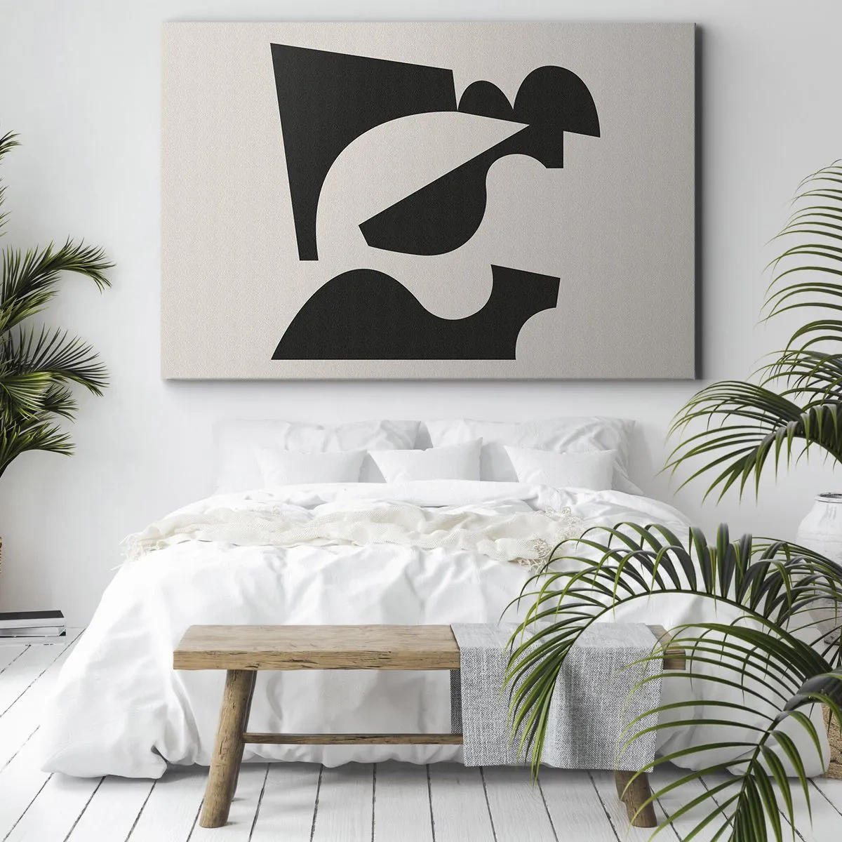 Canvastavla - Bild på duk - Abstrakt geometrisk komposition i svartvitt - 70x50cm - För självmontering - Modern väggdekoration för vardagsrum och sovrum ARTTOR