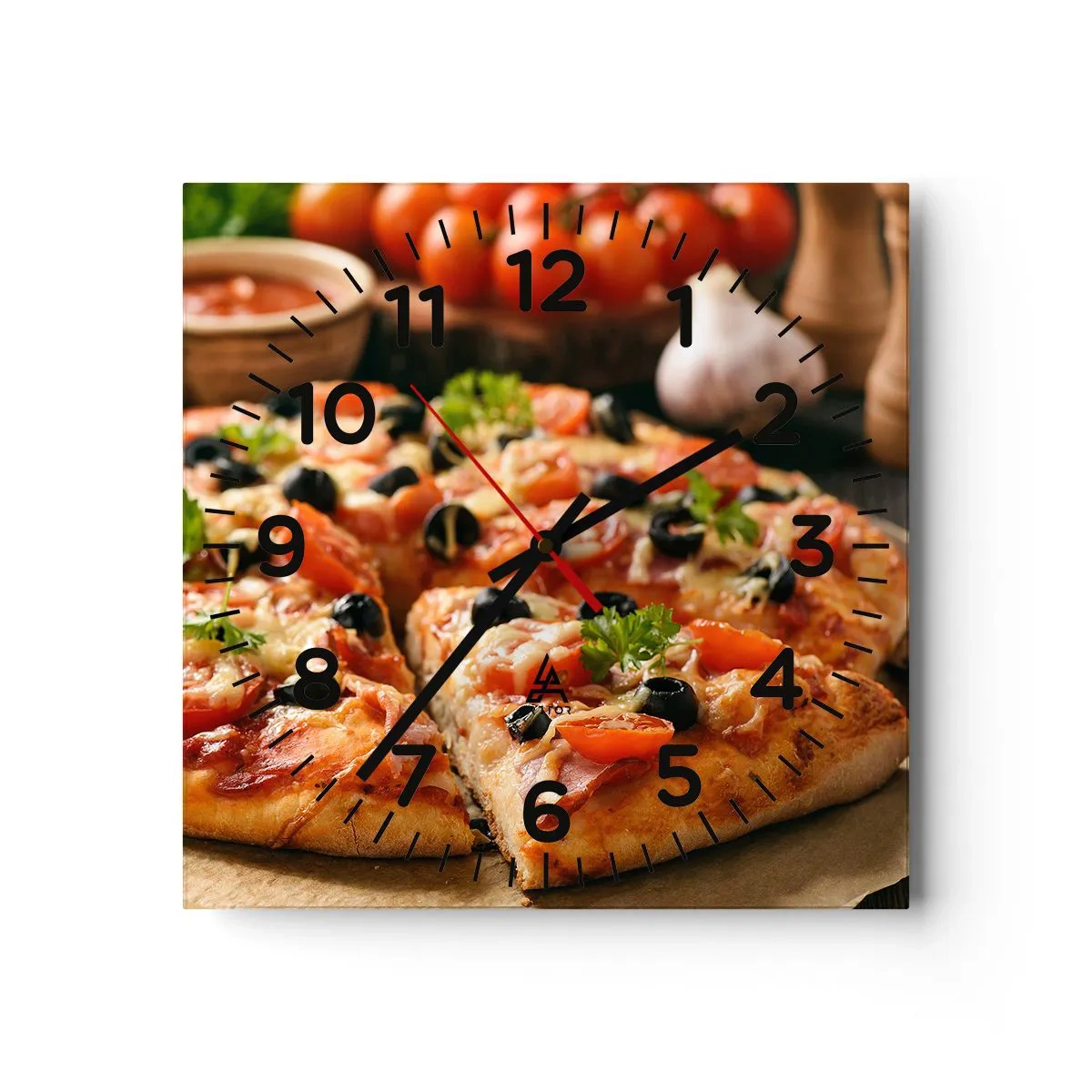 Väggklocka - Klocka på glas - Färdigt bakat - 30x30 cm