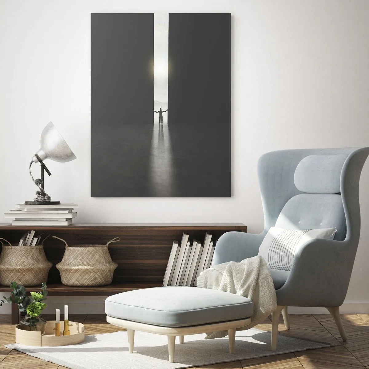 Glastavla - Bild på glas - Ett steg mot den ljusa framtiden - 50x70 cm