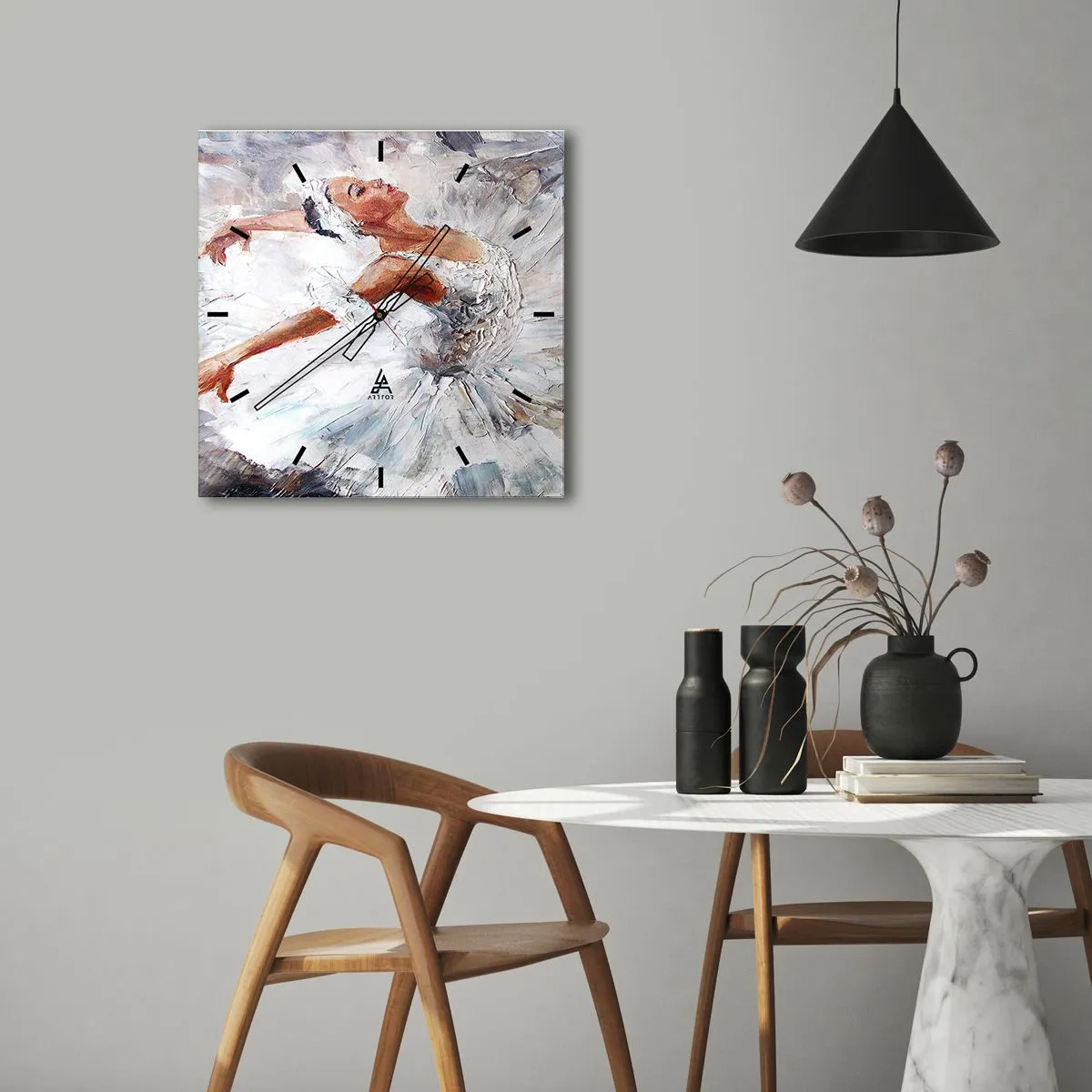 Väggklocka - Klocka på glas - Fin och lätt som tyll - 30x30 cm