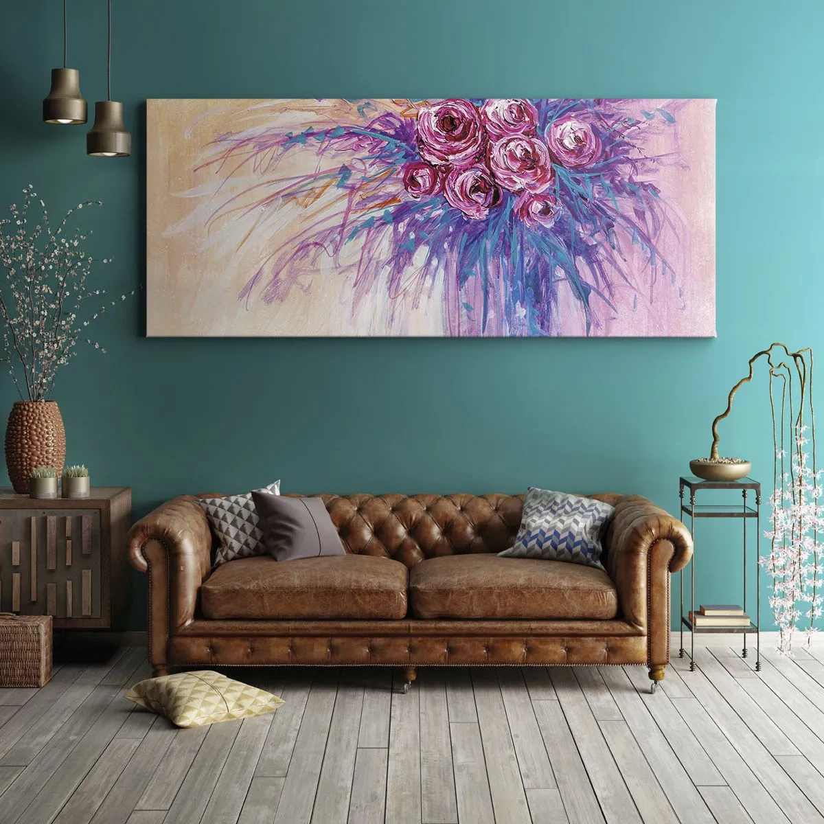 Canvastavla - Bild på duk - Rosfontän - 100x40 cm