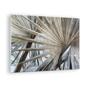 Glastavla - Bild på glas - Palmblad i starkt dagsljus - 70x50cm - Solfjädrarna i tropikerna - Modern väggdekoration för vardagsrum och sovrum ARTTOR