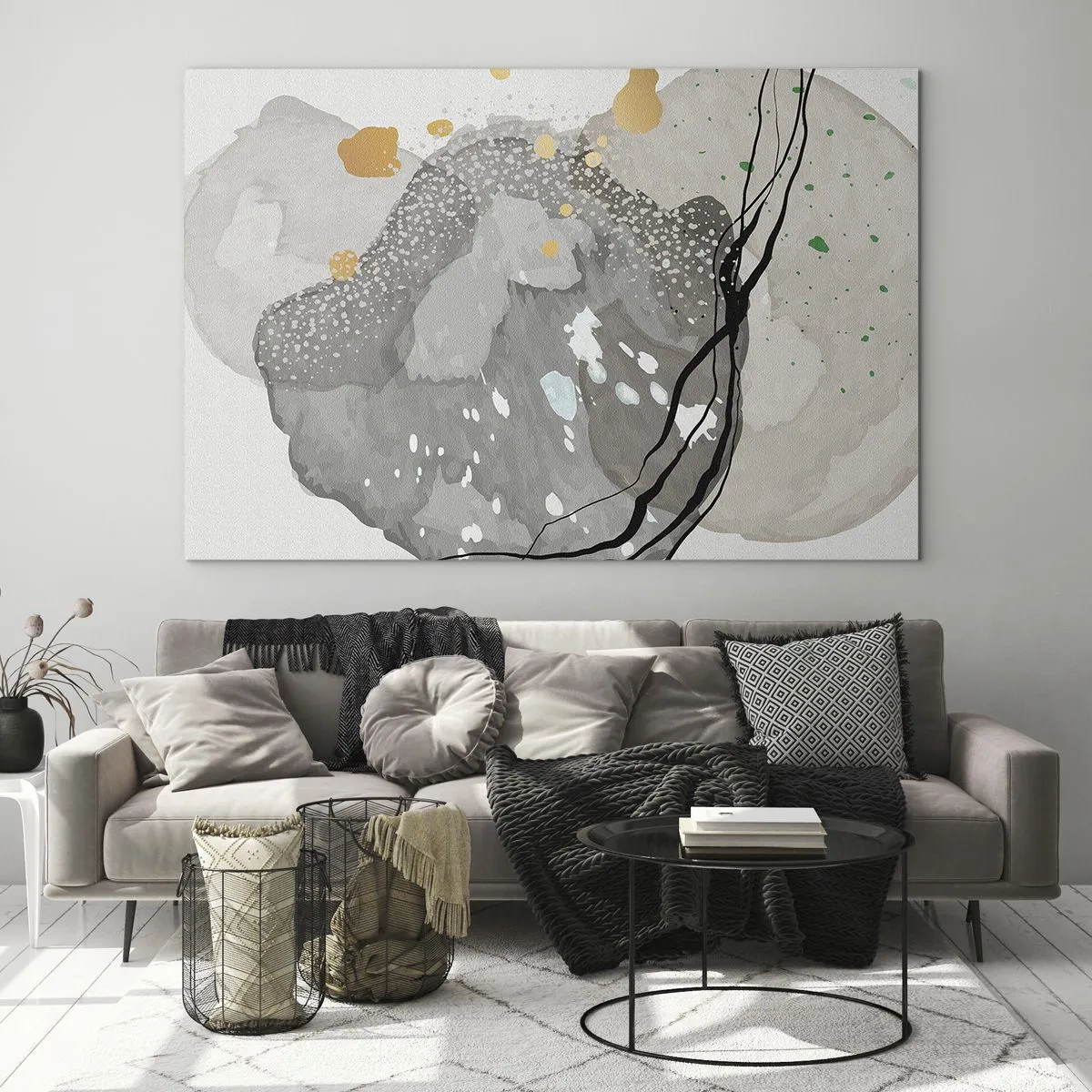 Glastavla - Bild på glas - Organisk komposition - 100x70 cm