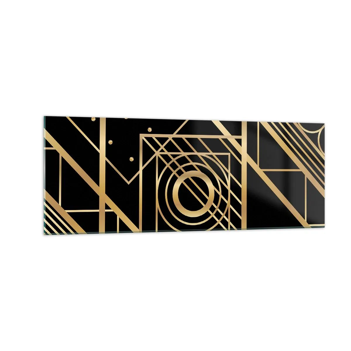 Glastavla - Bild på glas - Gyllene geometri - 140x50 cm