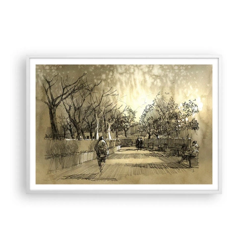 Affisch i vit ram - En stund fångad med penna - 100x70 cm