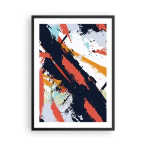Affisch i svart ram - Abstrakt komposition med dynamiska penseldrag. - 50x70cm - Dynamisk komposition - Modern väggdekoration för vardagsrum och sovrum ARTTOR