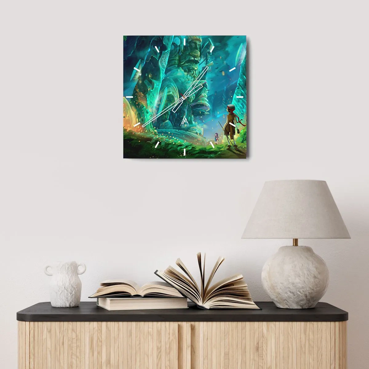 Väggklocka - Klocka på glas - Från den stora sagoboken - 40x40 cm