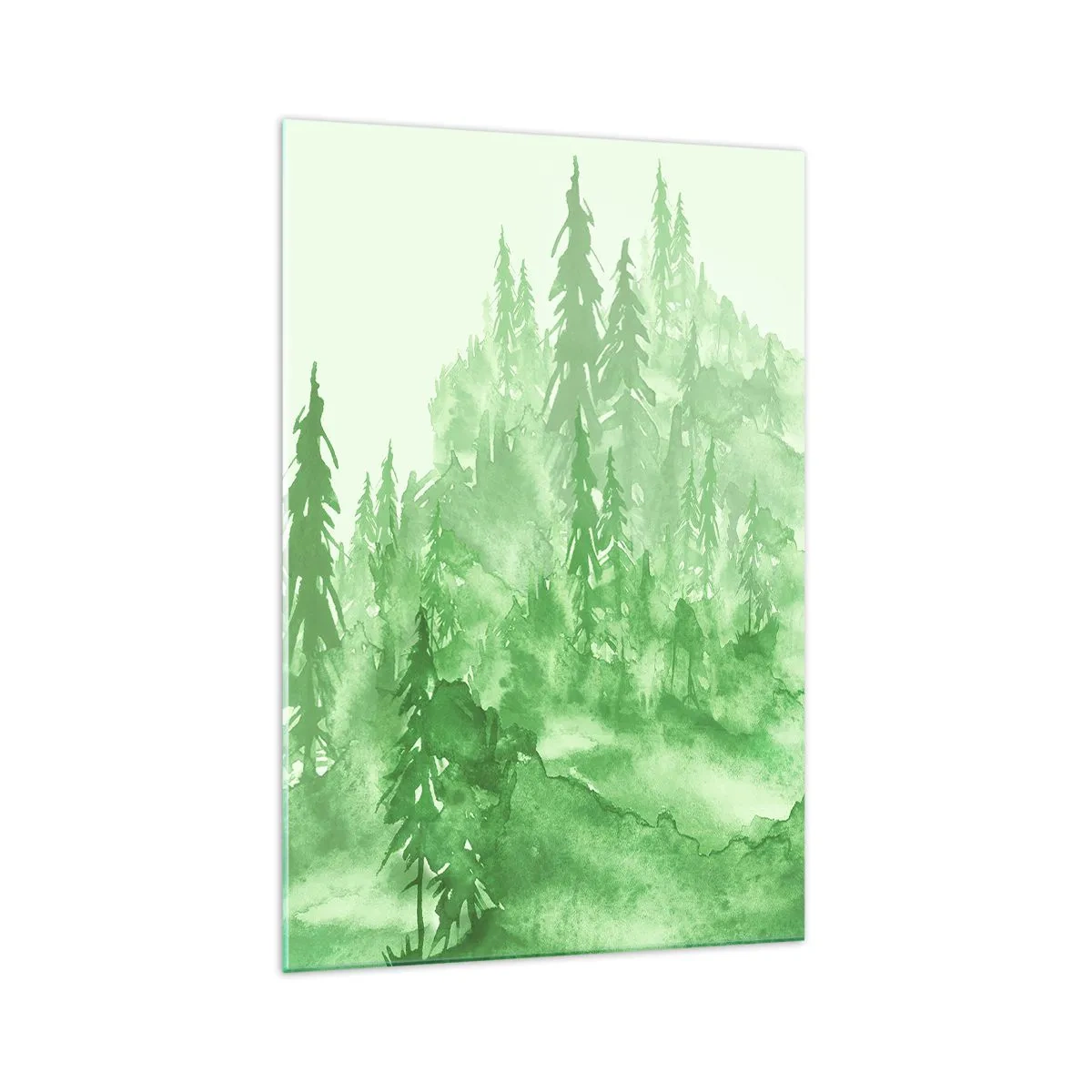 Glastavla - Bild på glas - Suddig i grön dimma - 70x100 cm