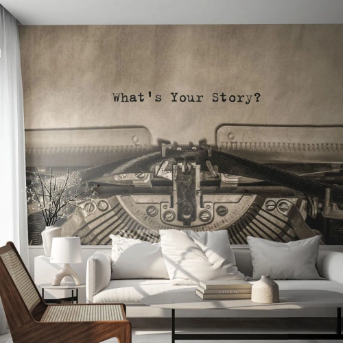 Fototapet Premium Sand - Svara mig - Skummande maskin, Årgång, Retro - 500x350 cm