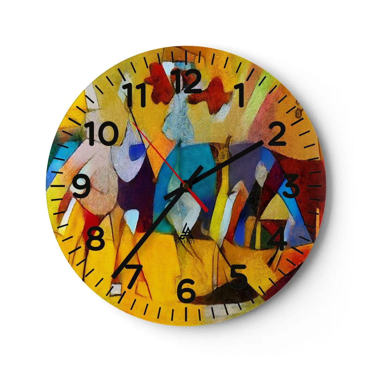 Väggklocka - Klocka på glas - Sol - liv -glädje - 40x40 cm