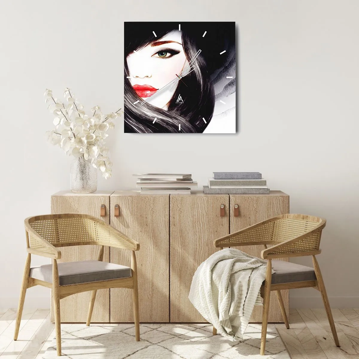 Väggklocka - Klocka på glas - Safirfärgad blick - 40x40 cm