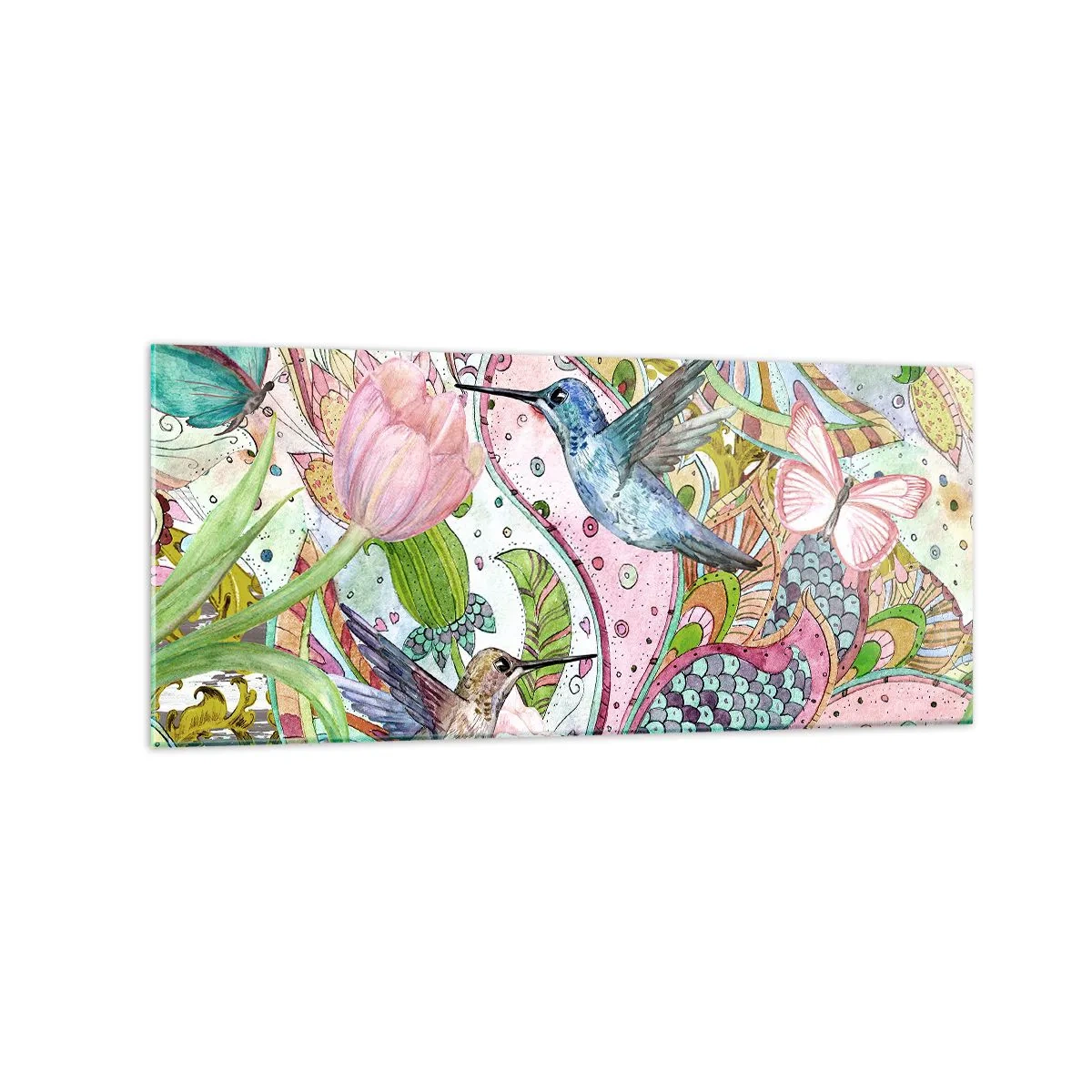 Glastavla - Bild på glas - Inbäddade i klätterväxter - 120x50 cm