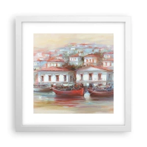 Affisch i vit ram - Lycklig stad - 30x30 cm