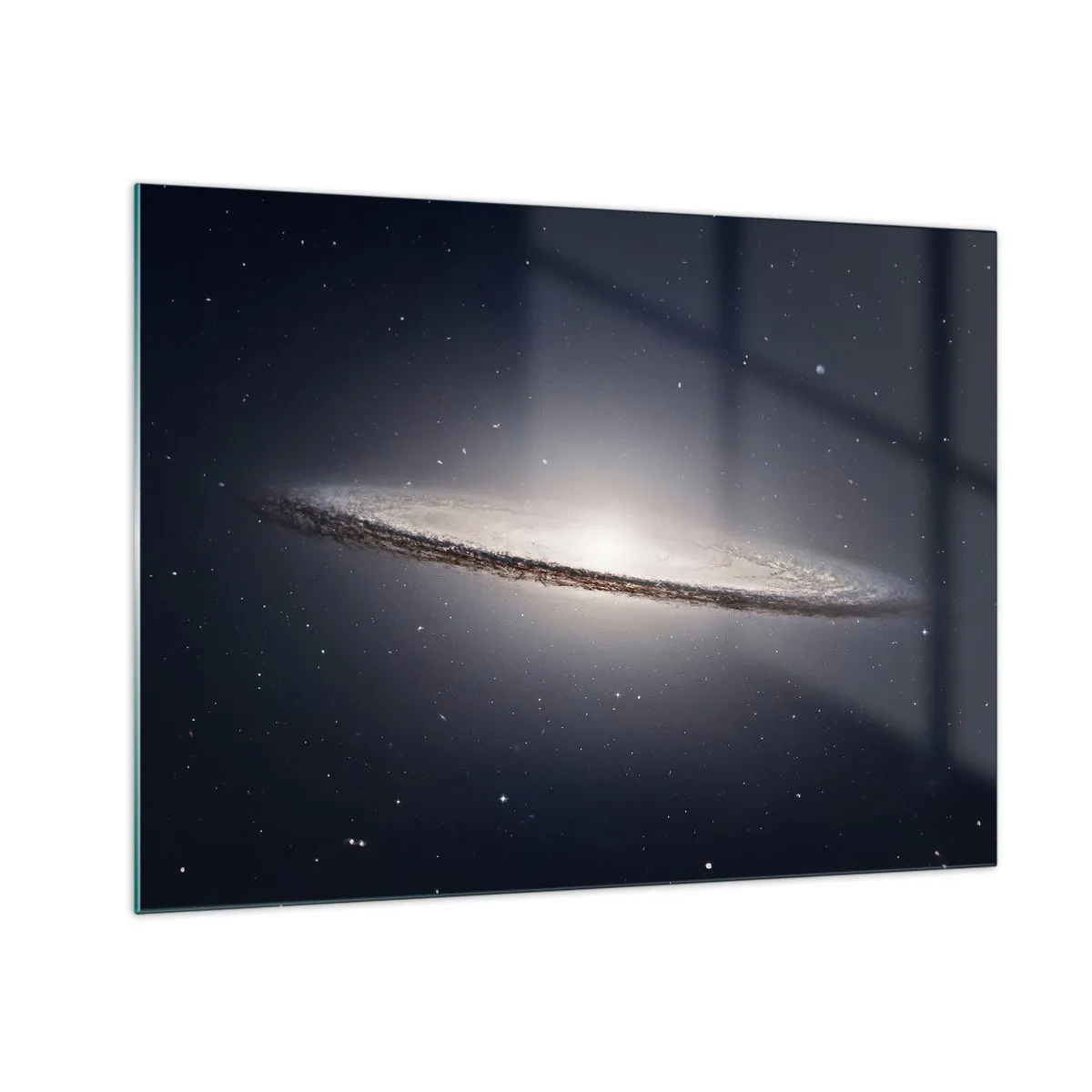 Glastavla - Bild på glas - En spiralgalax som svävar i rymden - 70x50cm - En gång i en galax långt, långt borta.... - Modern väggdekoration för vardagsrum och sovrum ARTTOR