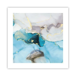 Affisch - Studie över mötet mellan grå och turkos - 40x40 cm