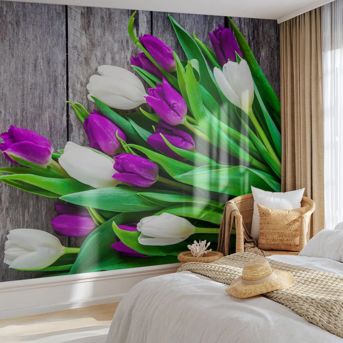 Fototapet Premium Canvas - På vårdagen - Blommor, Tulpaner, Blombukett - 250x175 cm