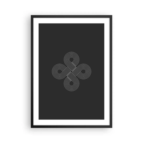 Affisch i svart ram - Geometrisk symbol på svart bakgrund - 50x70cm - I keltisk anda - Modern väggdekoration för vardagsrum och sovrum ARTTOR