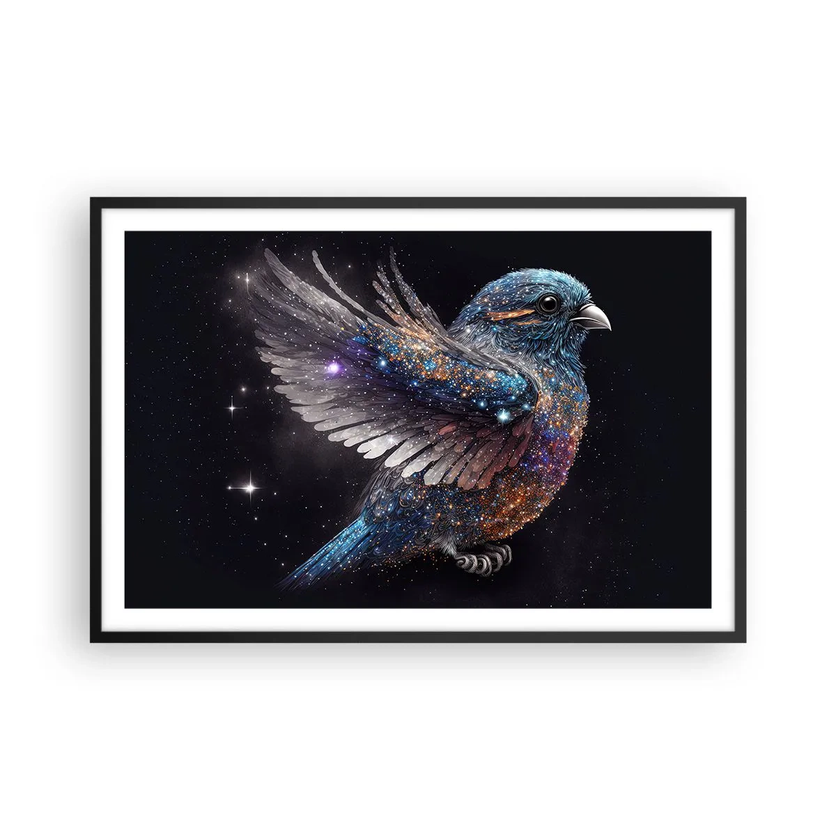 Affisch i svart ram - Diamant sparv - 91x61 cm