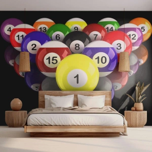 Självhäftande Fototapet Deluxe Sticker - Olika spelfärger - Sport, Biljard, Biljardbollar - 450x315 cm