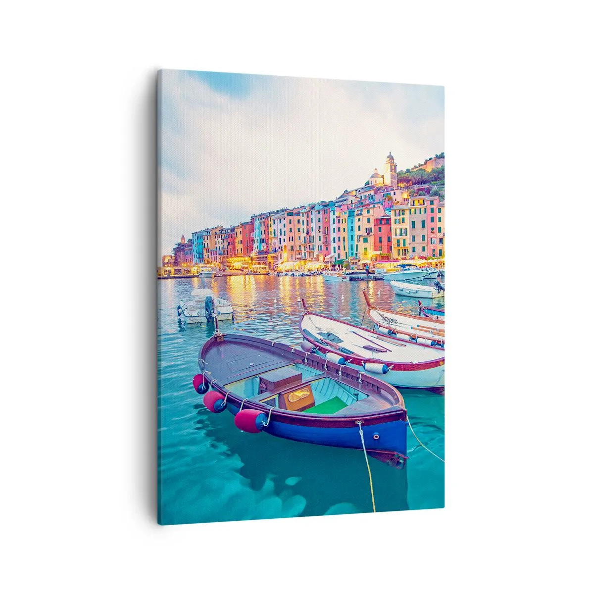 Canvastavla - Bild på duk - Färgglad kväll i hamnen - 50x70 cm