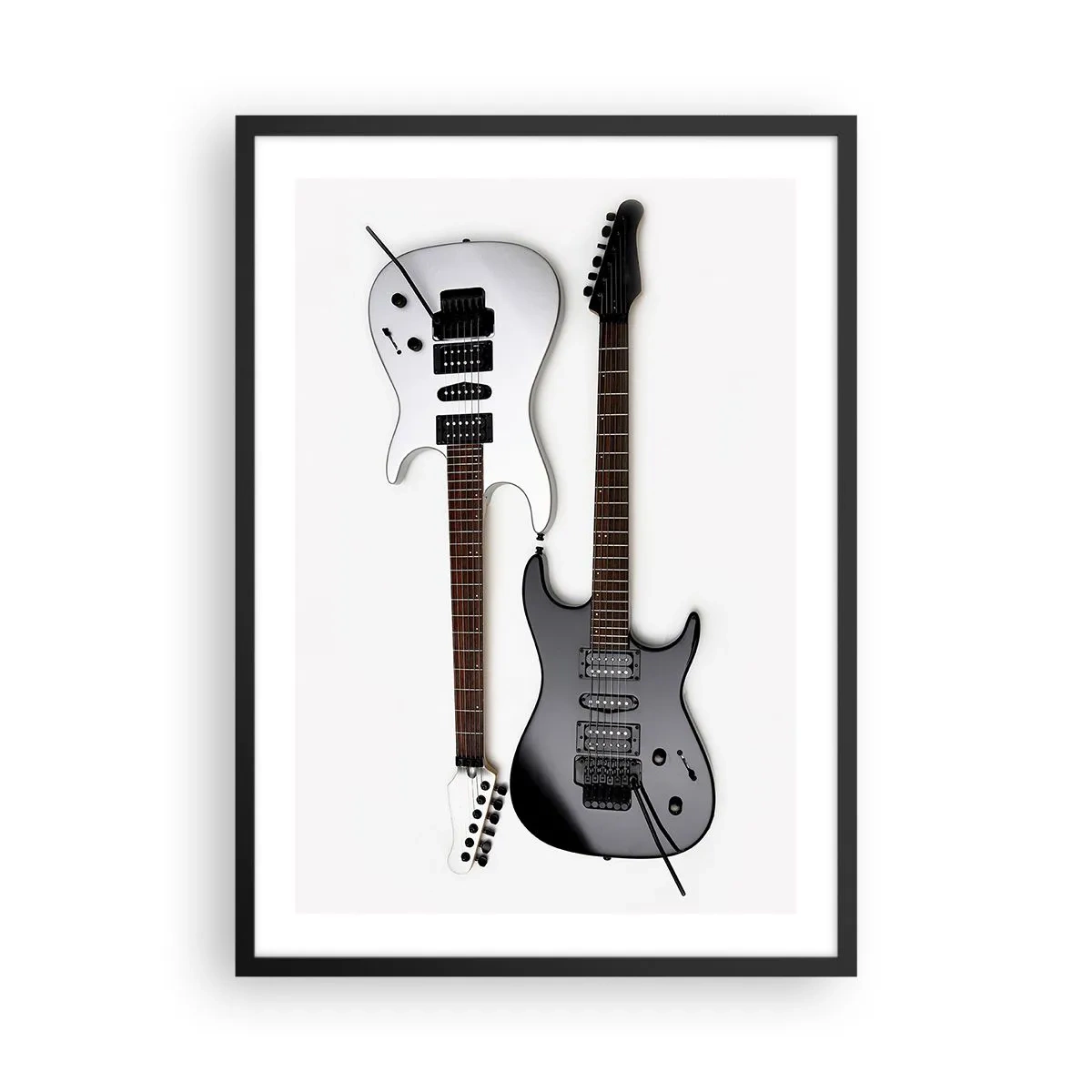 Affisch i svart ram - Moderna elgitarrer på vit bakgrund - 50x70cm - Formens harmoni - Modern väggdekoration för vardagsrum och sovrum ARTTOR