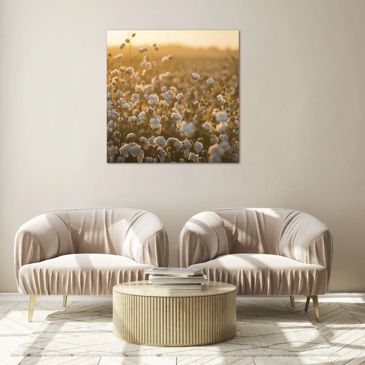 Glastavla - Bild på glas - Fluffigt fält - 30x30 cm