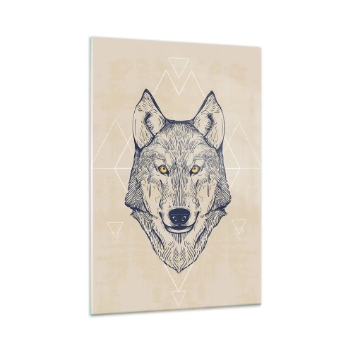 Glastavla - Bild på glas - Alfa med genomborrande blick - 80x120 cm