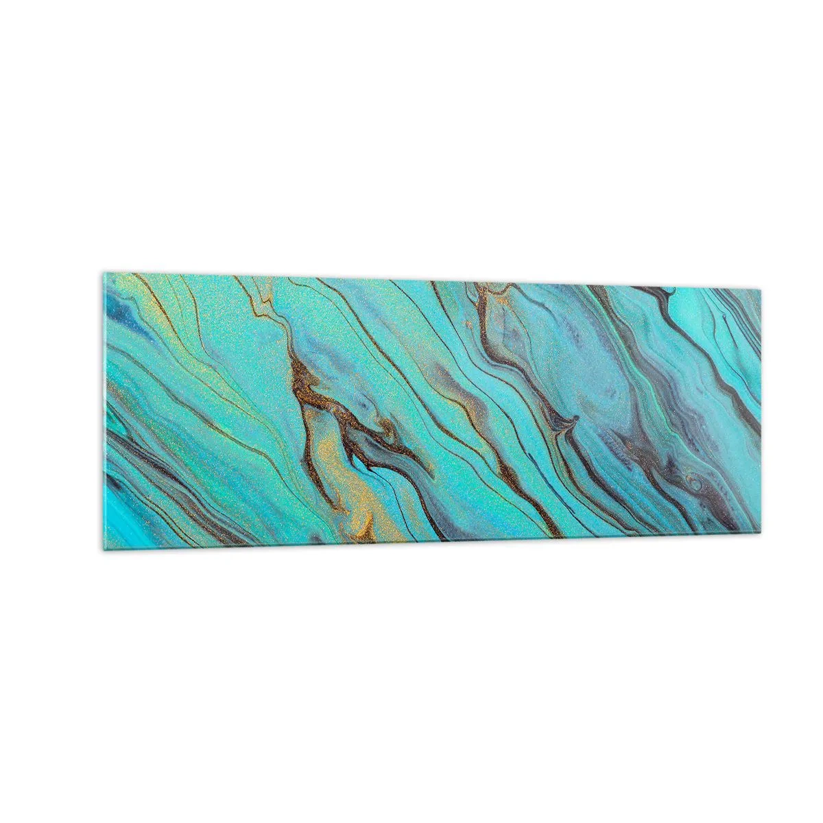 Glastavla - Bild på glas - Turkost tidvatten - 140x50 cm