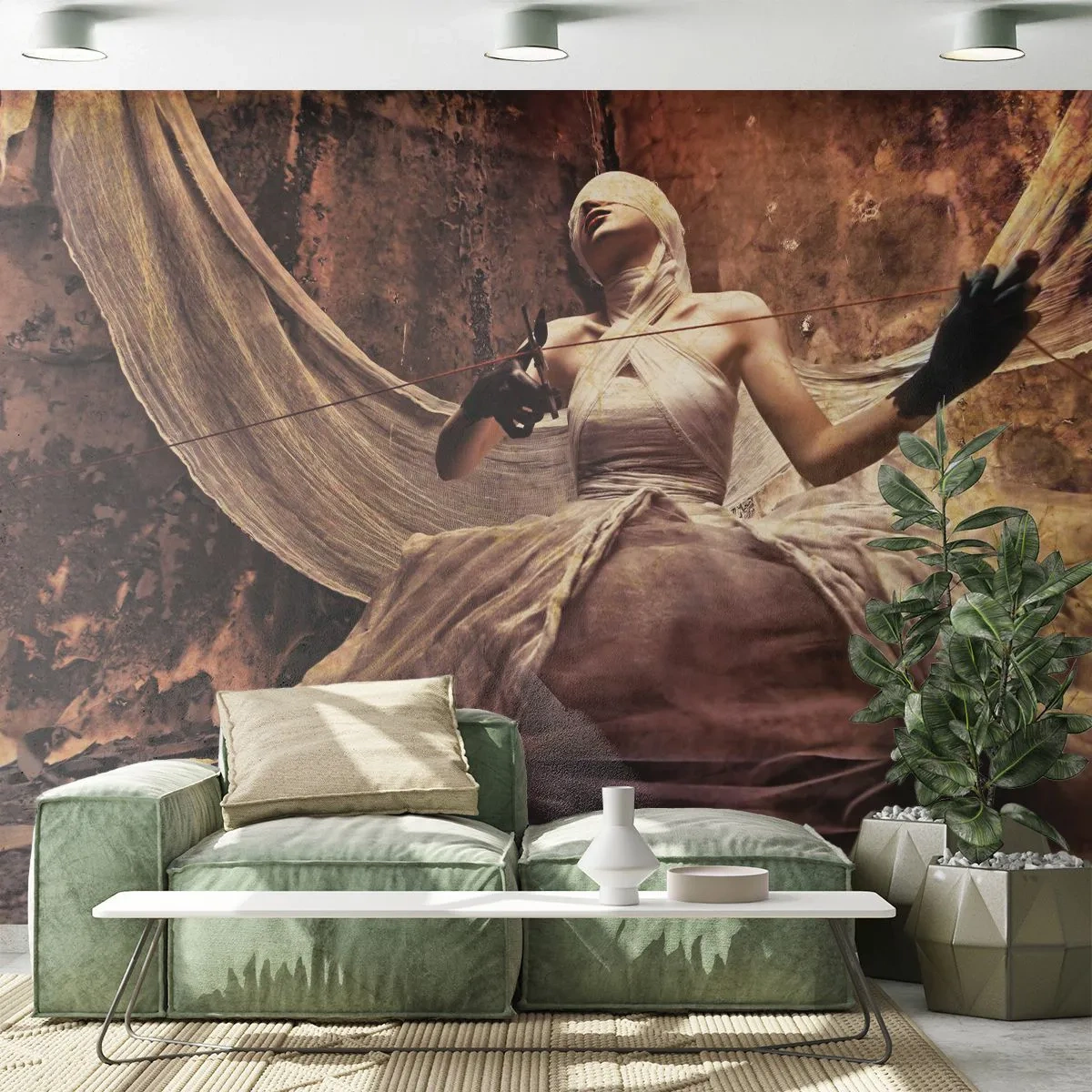 Fototapet Premium Sand - Ödesgudinna - Teater, Bit, Man - 100x70 cm