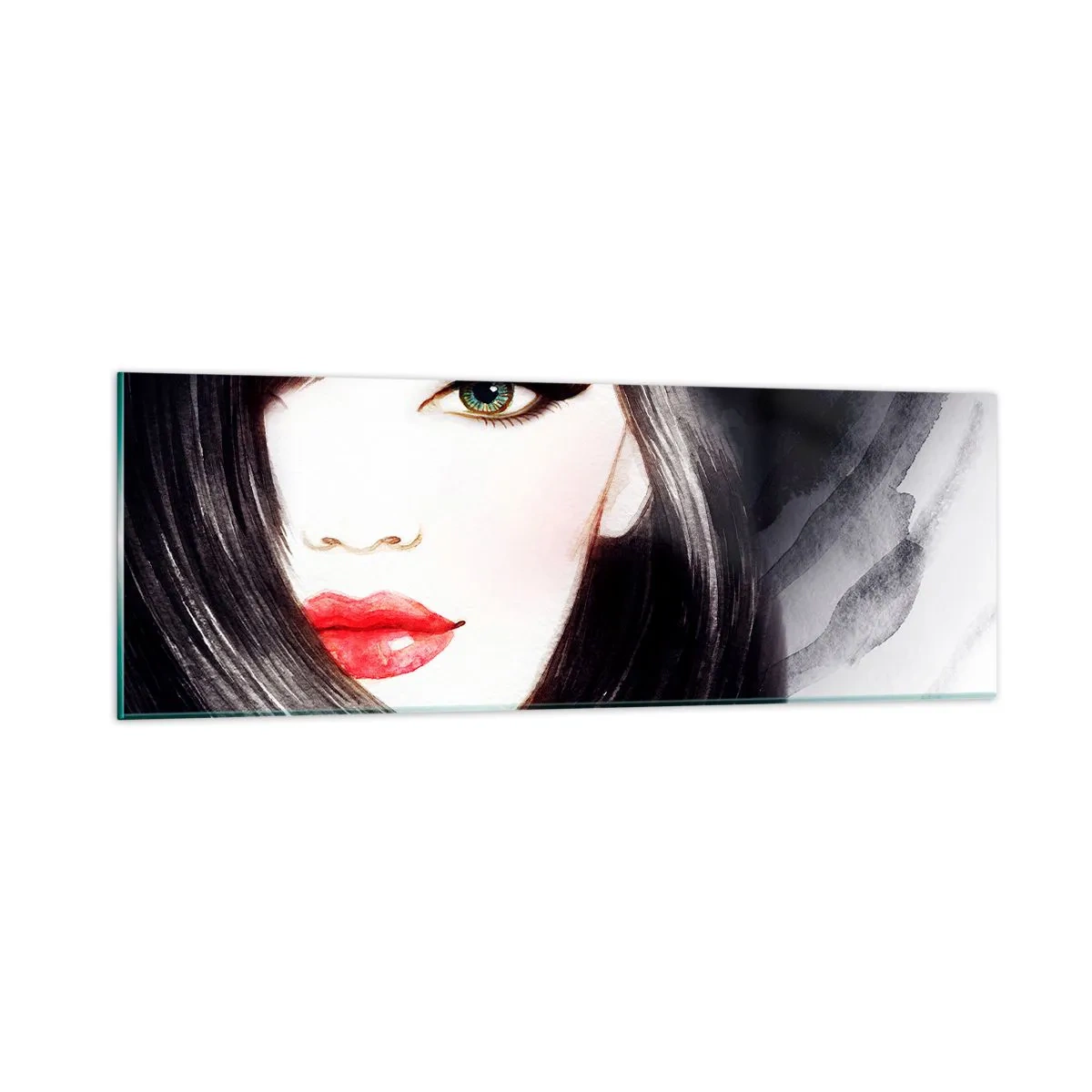 Glastavla - Bild på glas - Safirfärgad blick - 90x30 cm