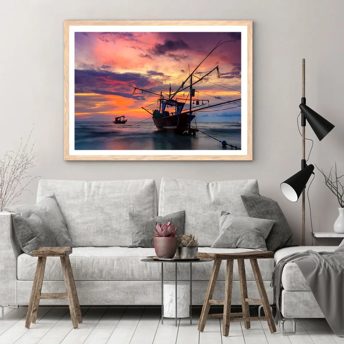 Affisch i ram av ljusek - Exotisk kväll - 100x70 cm