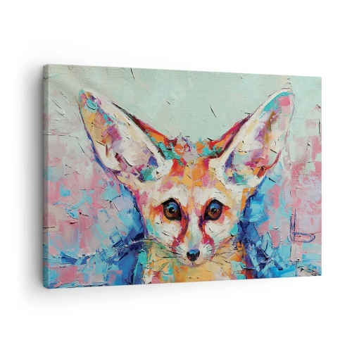 Canvastavla - Bild på duk - Ett färgstarkt porträtt av en fennec i stil med expressiv målning. - 70x50cm - Är ni redo för mig? - Modern väggdekoration för vardagsrum och sovrum ARTTOR