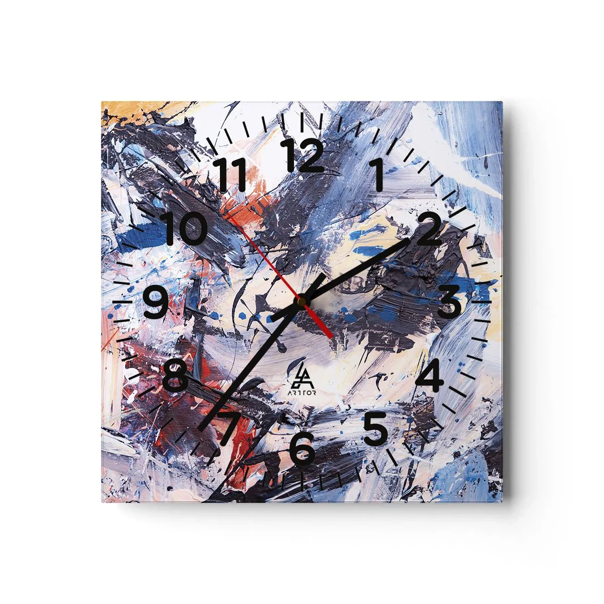 Väggklocka - Klocka på glas - Abstraktionen galna dans - 40x40 cm