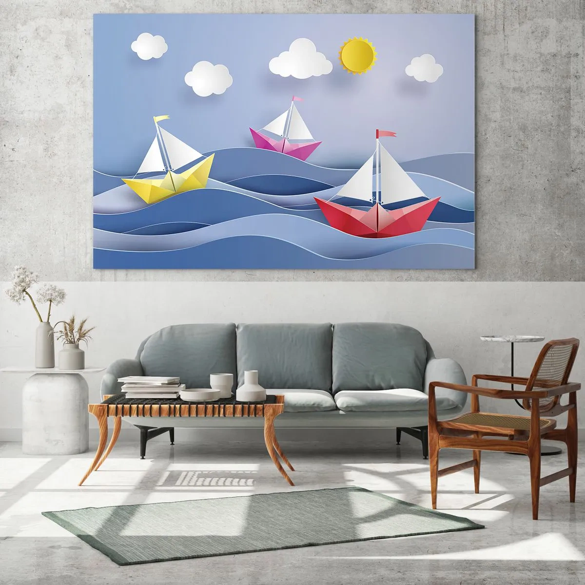 Glastavla - Bild på glas - Det är så skönt att gunga bland vågorna - 100x70 cm
