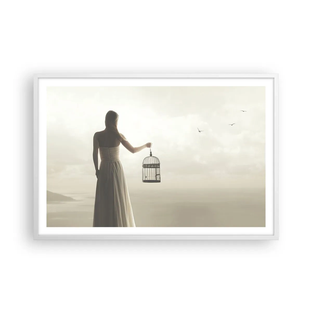 Affisch i vit ram - Var fri - 91x61 cm