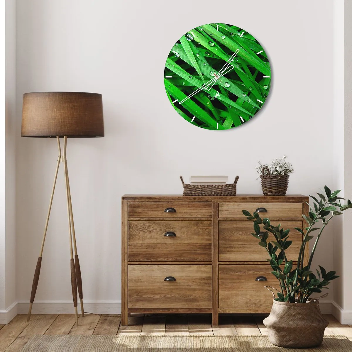 Väggklocka - Klocka på glas - Spela grönt - 40x40 cm