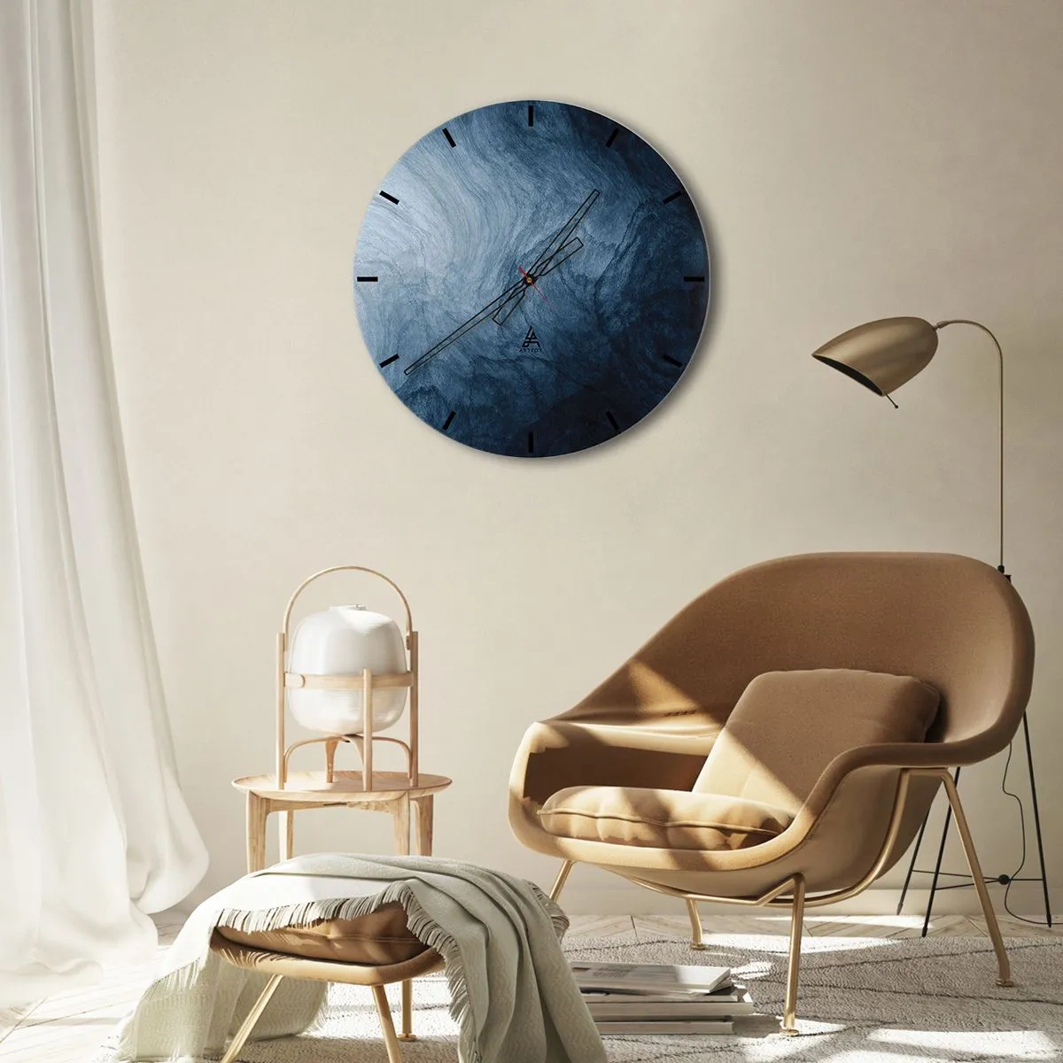 Väggklocka - Klocka på glas - Nå djupt in - 40x40 cm