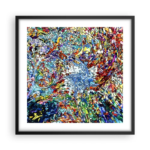 Affisch i svart ram - Glasmålning - droppar  - 50x50 cm