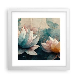 Affisch i vit ram - Stjärnor i en sjö - 30x30 cm