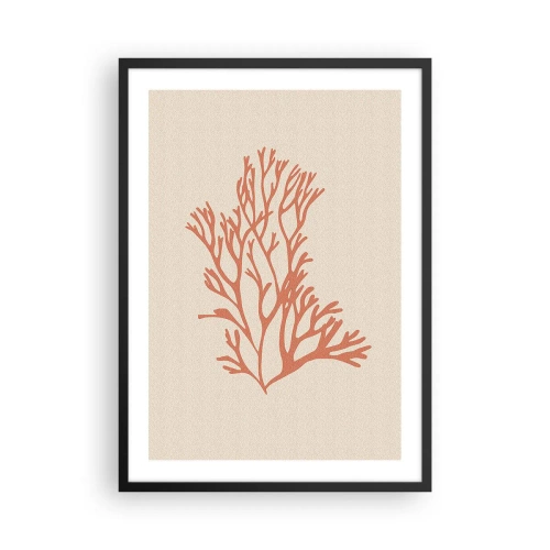 Affisch i svart ram - En delikat illustration av korall mot en ljus bakgrund - 50x70cm - Filigran av korall - Modern väggdekoration för vardagsrum och sovrum ARTTOR
