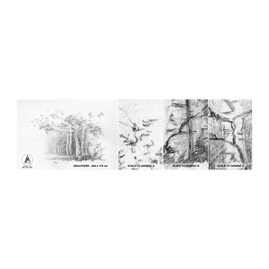 Provbit av självhäftande fototapet Deluxe Sticker - Björkskogens ljus - Skog, Björk, Träd - 100x30 cm