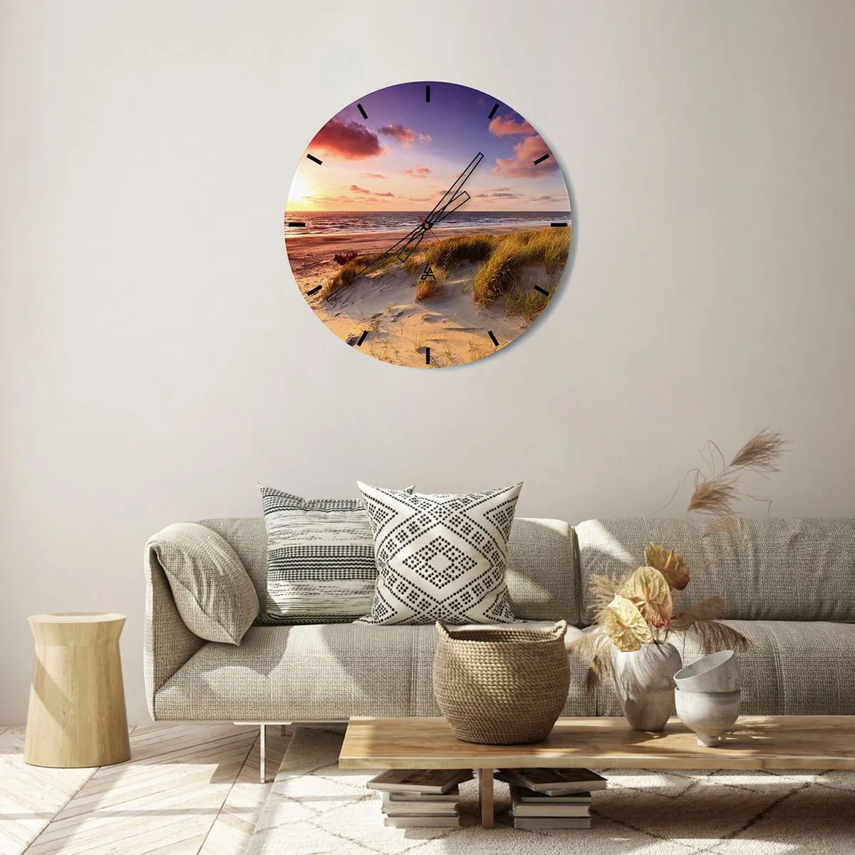 Väggklocka - Klocka på glas - Luften luktar sommar - 40x40 cm