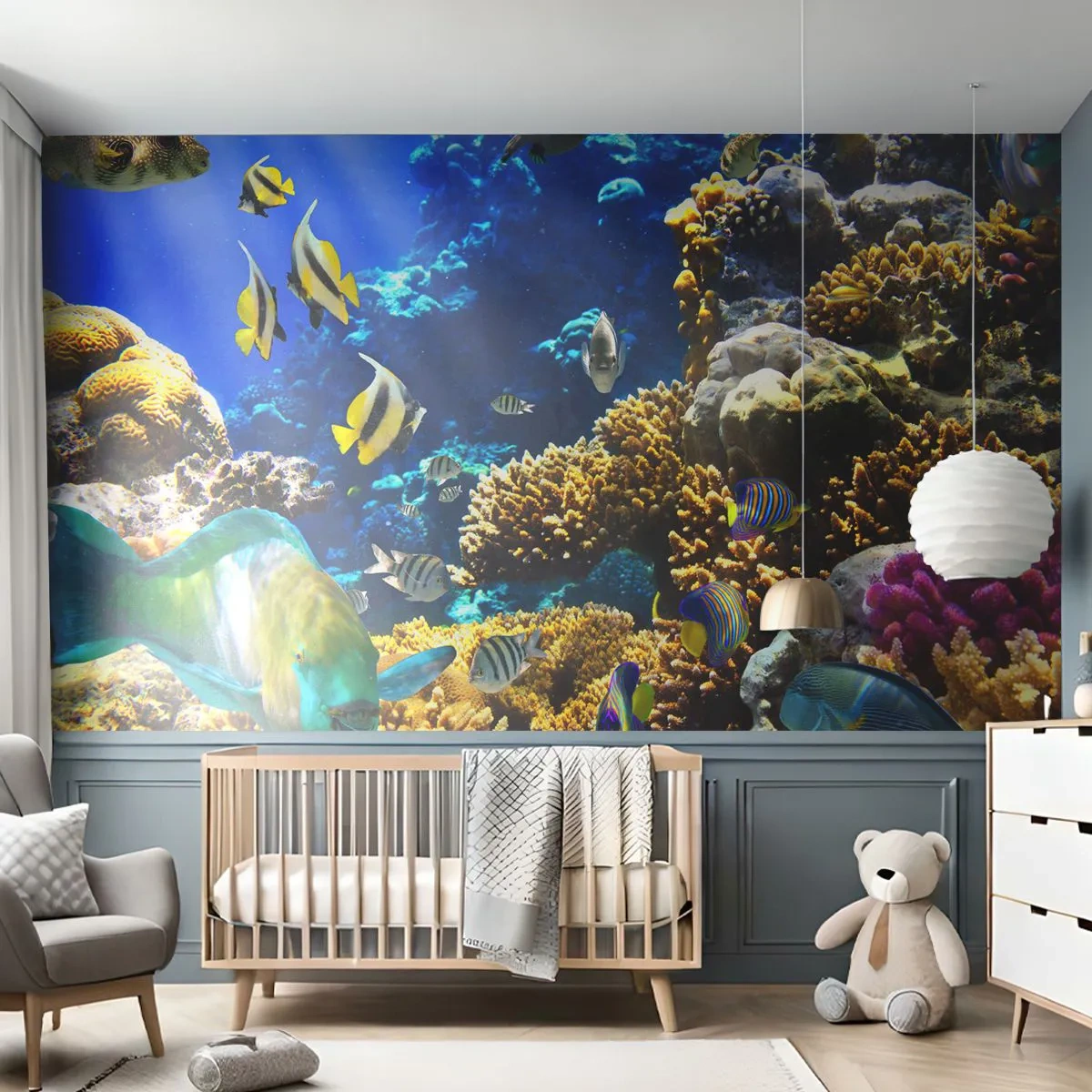 Självhäftande Fototapet Deluxe Sticker - Hög trafik på sommarleden - korallrev, Hav, Fisk - 250x175 cm
